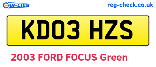KD03HZS are the vehicle registration plates.