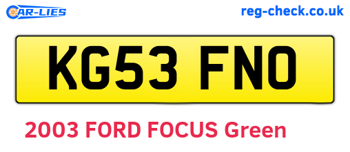 KG53FNO are the vehicle registration plates.