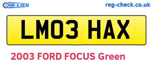 LM03HAX are the vehicle registration plates.