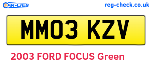 MM03KZV are the vehicle registration plates.