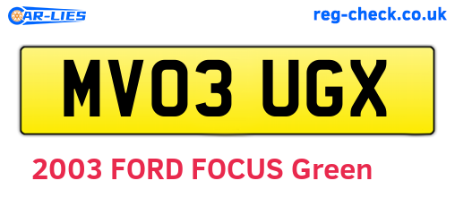 MV03UGX are the vehicle registration plates.