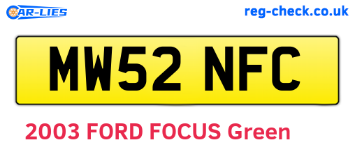 MW52NFC are the vehicle registration plates.
