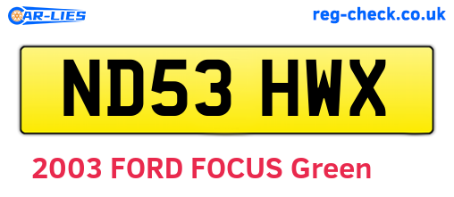ND53HWX are the vehicle registration plates.