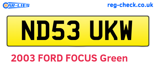 ND53UKW are the vehicle registration plates.