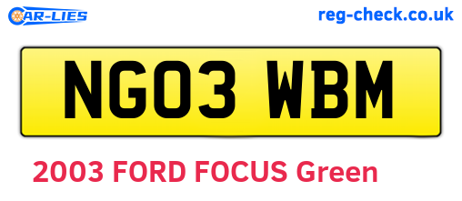 NG03WBM are the vehicle registration plates.