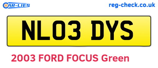 NL03DYS are the vehicle registration plates.