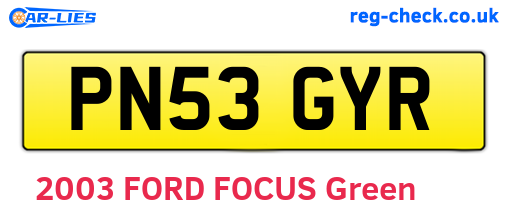 PN53GYR are the vehicle registration plates.