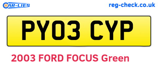 PY03CYP are the vehicle registration plates.