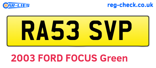 RA53SVP are the vehicle registration plates.