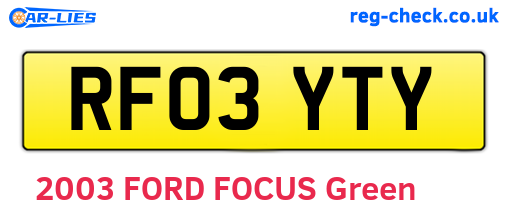 RF03YTY are the vehicle registration plates.