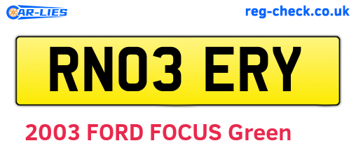 RN03ERY are the vehicle registration plates.