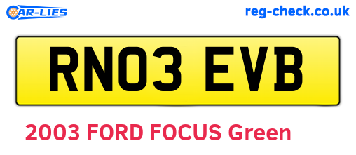 RN03EVB are the vehicle registration plates.