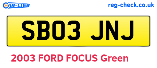 SB03JNJ are the vehicle registration plates.