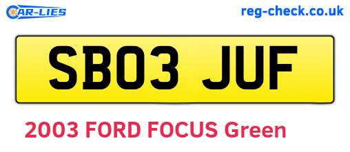 SB03JUF are the vehicle registration plates.