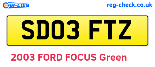 SD03FTZ are the vehicle registration plates.