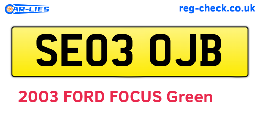 SE03OJB are the vehicle registration plates.