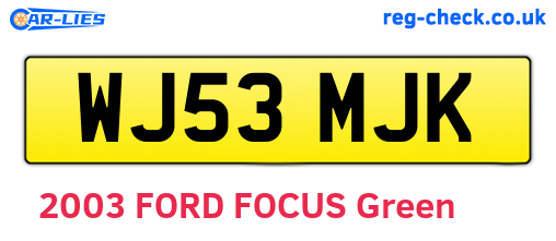 WJ53MJK are the vehicle registration plates.