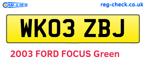 WK03ZBJ are the vehicle registration plates.