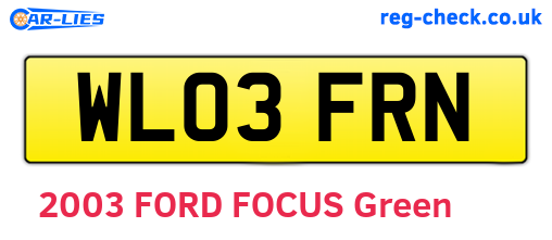 WL03FRN are the vehicle registration plates.
