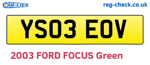 YS03EOV are the vehicle registration plates.