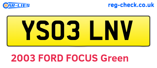 YS03LNV are the vehicle registration plates.