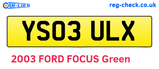 YS03ULX are the vehicle registration plates.