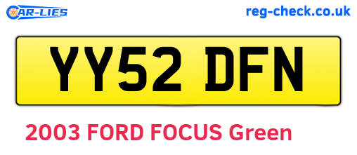 YY52DFN are the vehicle registration plates.