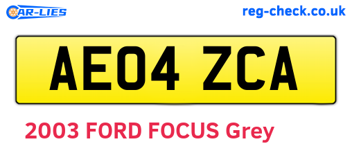 AE04ZCA are the vehicle registration plates.