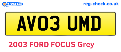 AV03UMD are the vehicle registration plates.