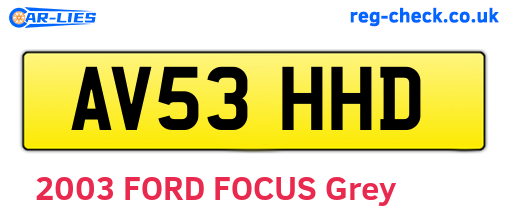 AV53HHD are the vehicle registration plates.