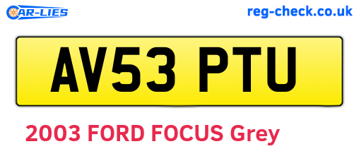 AV53PTU are the vehicle registration plates.