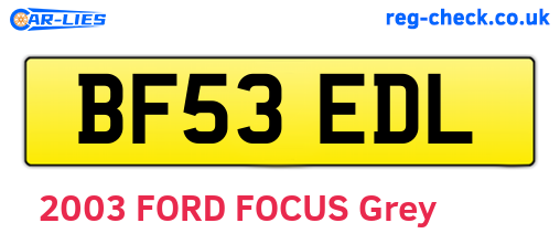 BF53EDL are the vehicle registration plates.