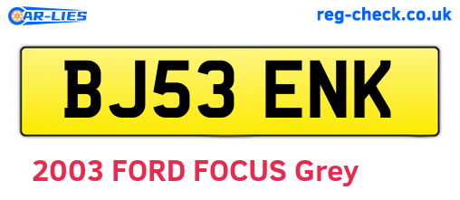 BJ53ENK are the vehicle registration plates.