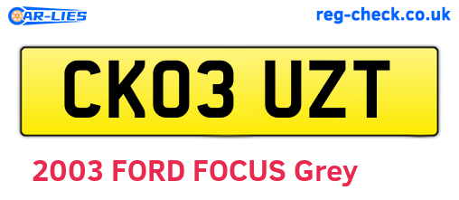 CK03UZT are the vehicle registration plates.