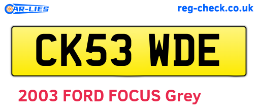 CK53WDE are the vehicle registration plates.