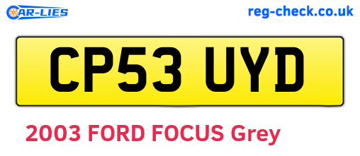 CP53UYD are the vehicle registration plates.