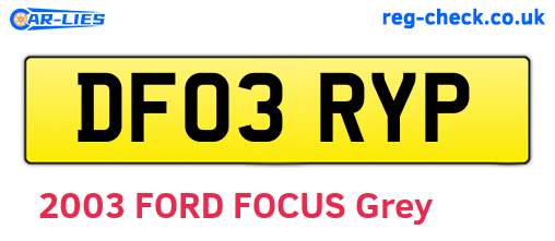 DF03RYP are the vehicle registration plates.