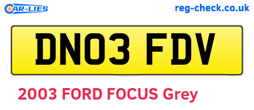 DN03FDV are the vehicle registration plates.
