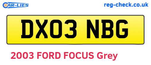 DX03NBG are the vehicle registration plates.