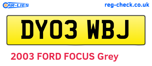DY03WBJ are the vehicle registration plates.