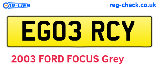 EG03RCY are the vehicle registration plates.