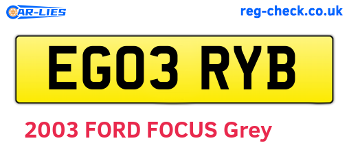 EG03RYB are the vehicle registration plates.