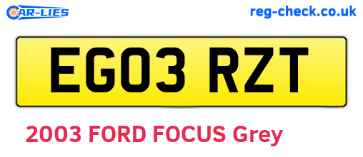 EG03RZT are the vehicle registration plates.