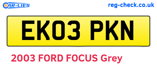 EK03PKN are the vehicle registration plates.