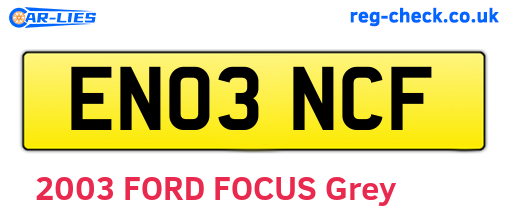 EN03NCF are the vehicle registration plates.