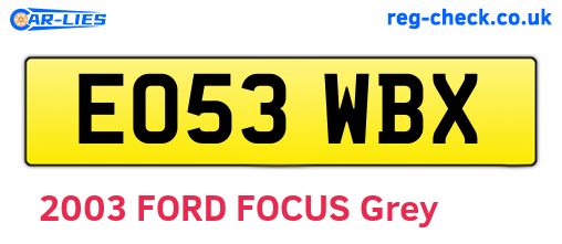EO53WBX are the vehicle registration plates.