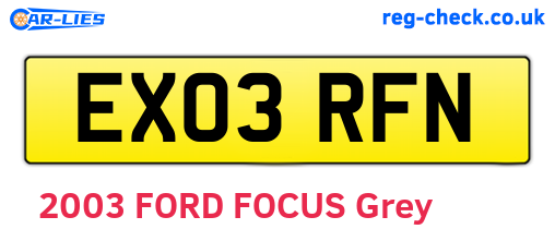 EX03RFN are the vehicle registration plates.