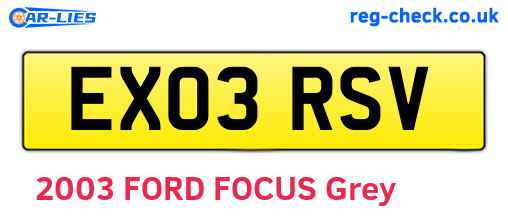 EX03RSV are the vehicle registration plates.