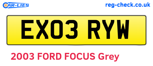 EX03RYW are the vehicle registration plates.