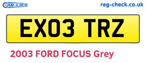 EX03TRZ are the vehicle registration plates.